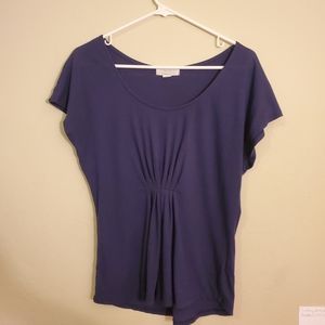 Purple pleated short sleeve blouse